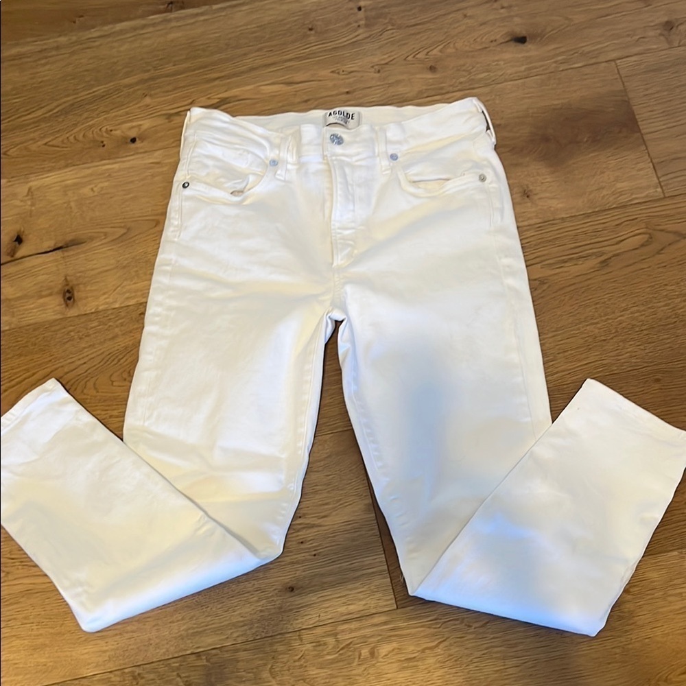Agolde EUC High Rise Filter Free white cropped jeans size 30